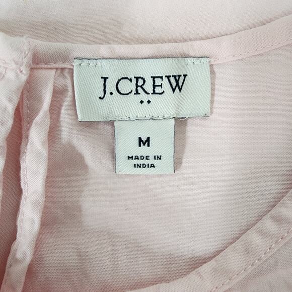 J. Crew Top Womens Size Medium Pink Cotton Poplin Puff Long Sleeve Eyelet Blouse - Picture 8 of 11